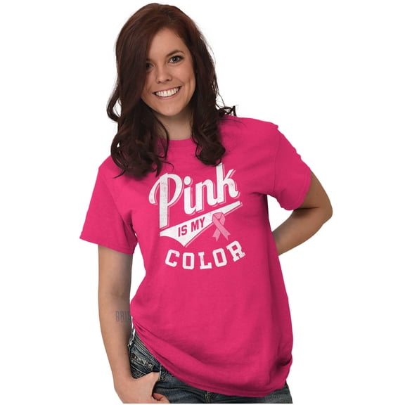 My Color Pink Breast Cancer Awareness Women's Graphic T Shirt Tees Brisco Brands X