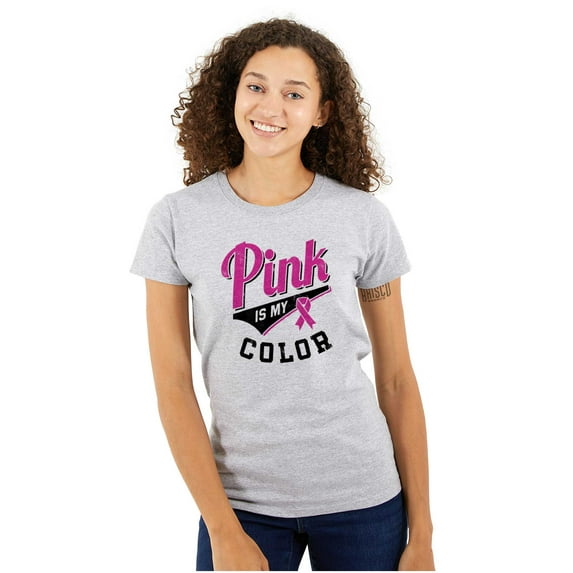 My Color Pink Breast Cancer Awareness Womens Fitted Plus Size Graphic Tee Brisco Brands 3X