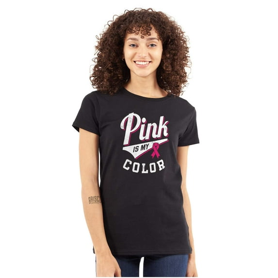 My Color Pink Breast Cancer Awareness Womens Fitted Plus Size Graphic Tee Brisco Brands 2X