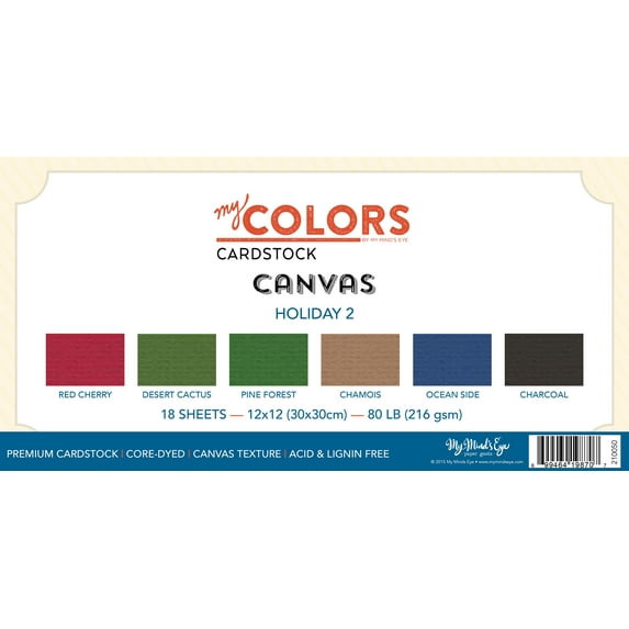 My Colors Canvas Cardstock Bundle 12"X12" 18/Pkg-Holiday 2