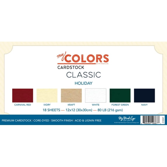 My Colors Classic Cardstock Bundle 12"X12" 18/Pkg-Holiday