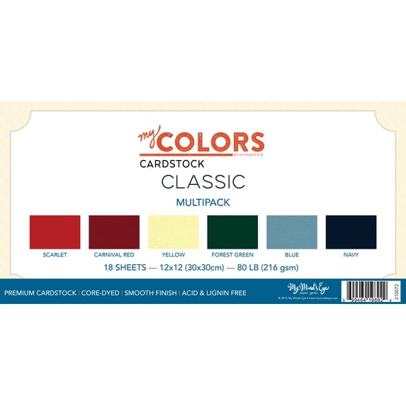 My Colors Classic Cardstock Bundle 12"X12" 18/Pkg-Multipack