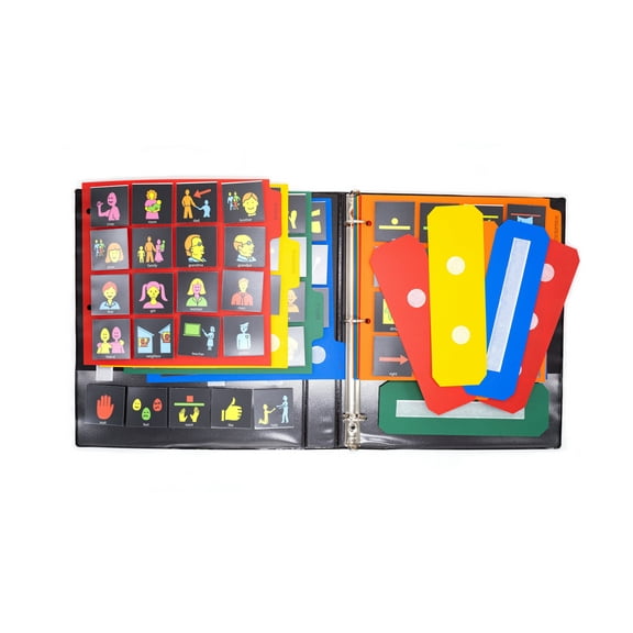 My Communicaid 1 Communication Book 215 Cards High Contrast Black Background for Autism Aba Therapy Blind