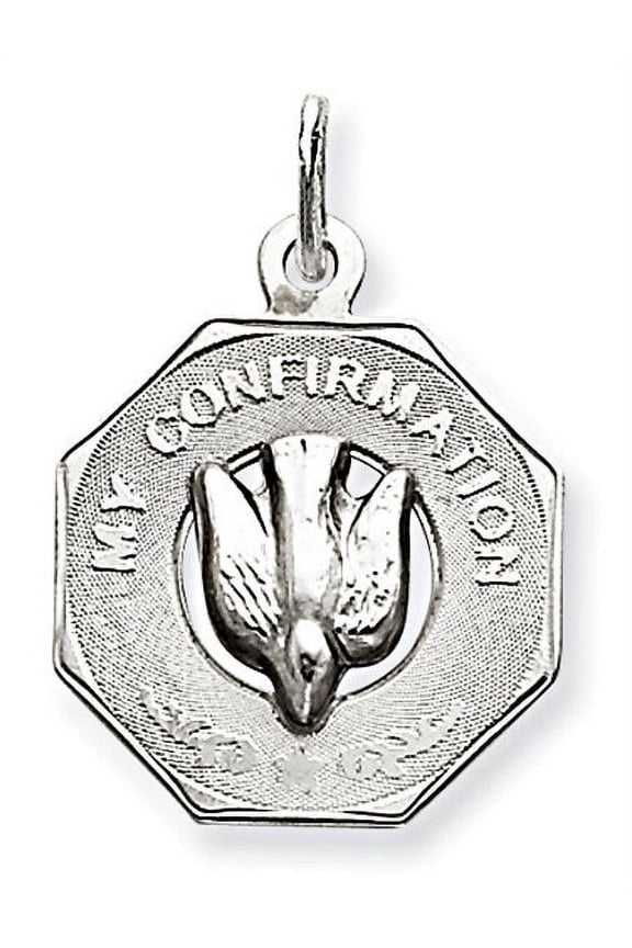 My Confirmation Dove Cut-out Religious Medal - Under 2/3 Inch X Under 2/3 Inch in Sterling Silver