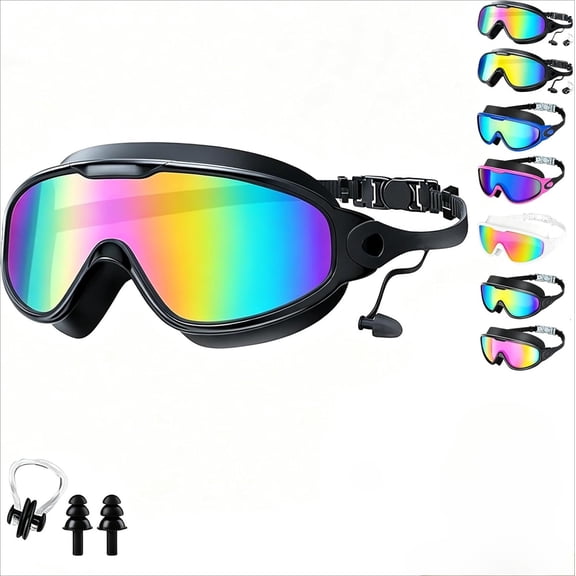 My Cool Summer Goggles, Clip On Goggles Swimming,Comfortable Adjustable Swimming Goggles with Earplugs and Nose Clip