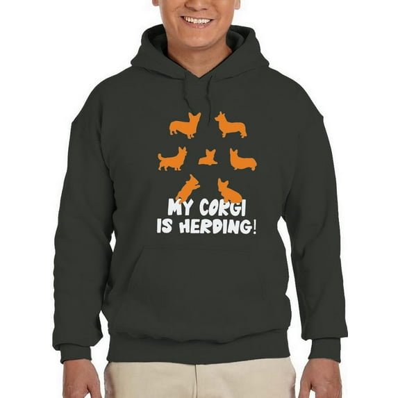 My Corgi Is Herding! Banner Hoodie Men -Image by Shutterstock, Male 5X-Large