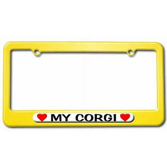 My Corgi Love with Hearts License Plate Tag Frame, Multiple Colors