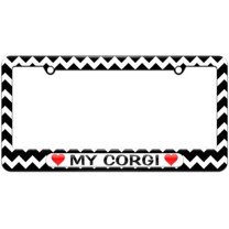 My Corgi Love with Hearts License Plate Tag Frame, Multiple Colors