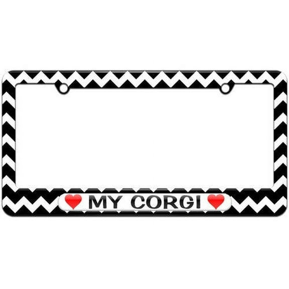 My Corgi Love with Hearts License Plate Tag Frame, Multiple Colors