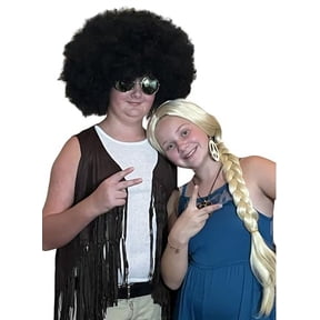 My Costume Wigs 2 Hippie Wigs 1 Big Hair and 1 Long Blonde Wig 60's 70's Woodstock Halloween Couples Dress Up Cosplay