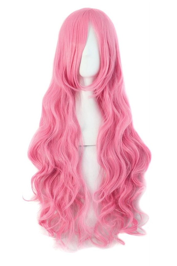 Long Pink Curly Cosplay Wig One Size Fits All Halloween Dress Up