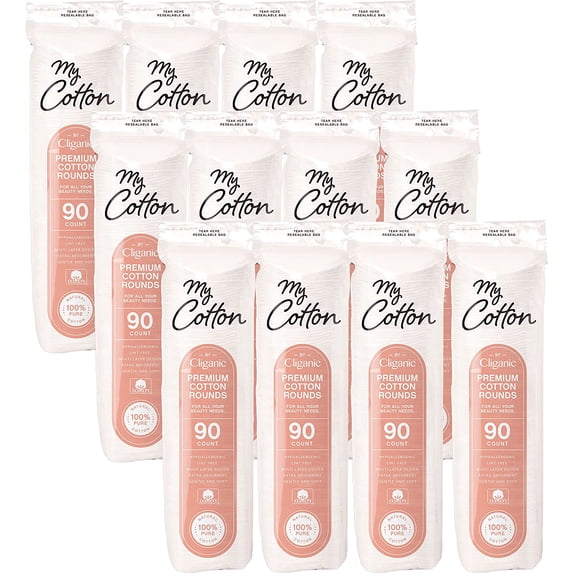 My Cotton Premium Rounds Bulk (1080 Count) | Makeup Remover Pads, Hypoallergenic, Lint-Free 100% Pure