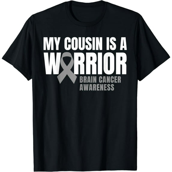 My Cousin is a Warrior Brain Cancer Awareness Gray Ribbon T-Shirt