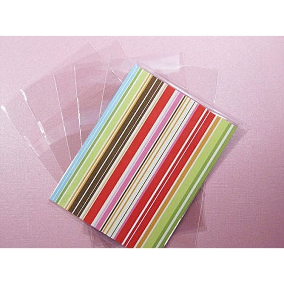 My Craft Supplies 5 7/16 x 7 1/4 A7 + Envelope Size In Resealable Clear Cello Bags Set of 100 - Tape strip on BODY