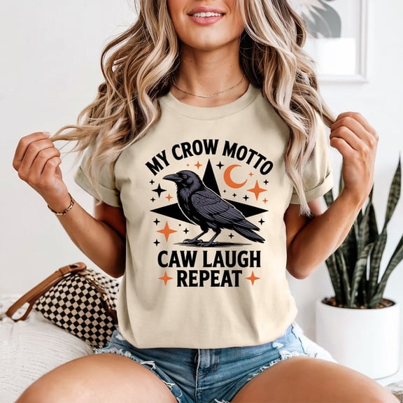 My Crow Motto Caw Laugh Repeat Crows Animals Womens T-Shirt -B All Size S-5XL