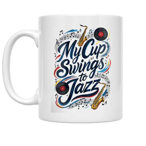 My Cup Swings to Jazz - Music Lover - 11 oz Ceramic Coffee Mug