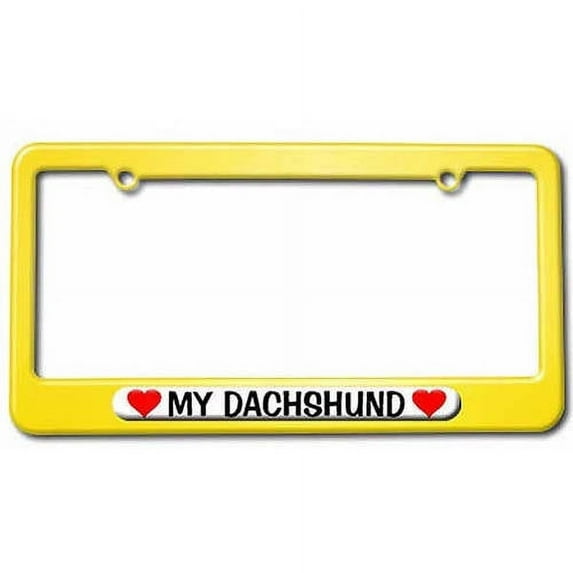 My Dachshund Love with Hearts License Plate Tag Frame, Multiple Colors