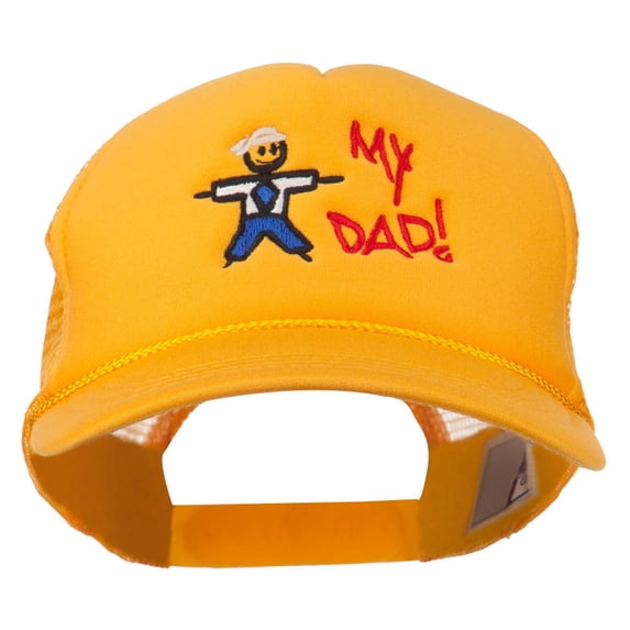 My Dad Embroidered Youth Foam Golf Mesh Cap - Gold OSFM