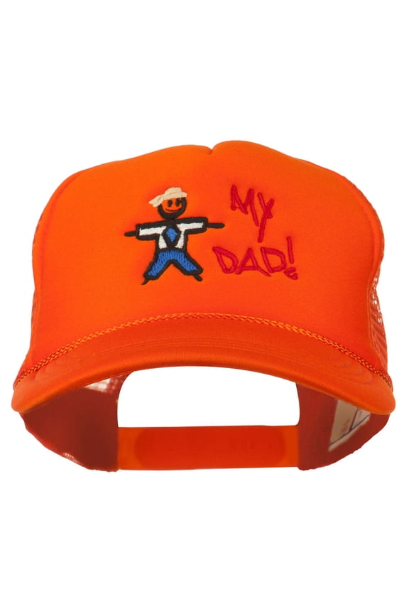 My Dad Embroidered Youth Foam Golf Mesh Cap - Orange OSFM
