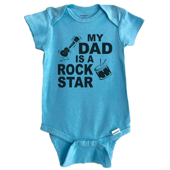My Dad Is A Rock Star Music Baby Bodysuit (Blue), 3-6 Months