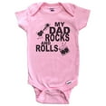 thumbnail image 1 of My Dad Rocks And Rolls Music Baby Bodysuit (Pink), 1 of 2