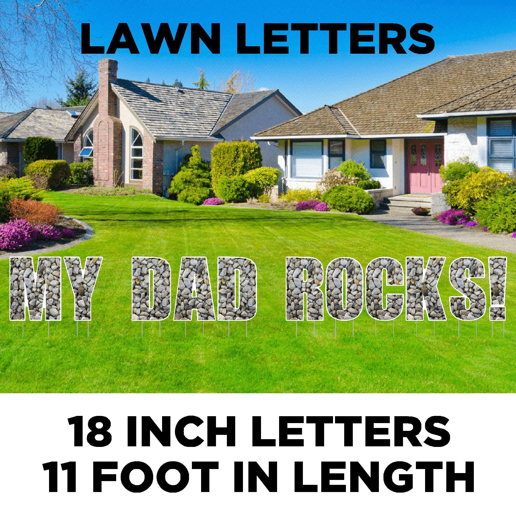 My Dad Rocks! Lawn Display - Happy Fathers Day Lawn Sign - Yard decoration - Letters spell out My Dad Rocks!