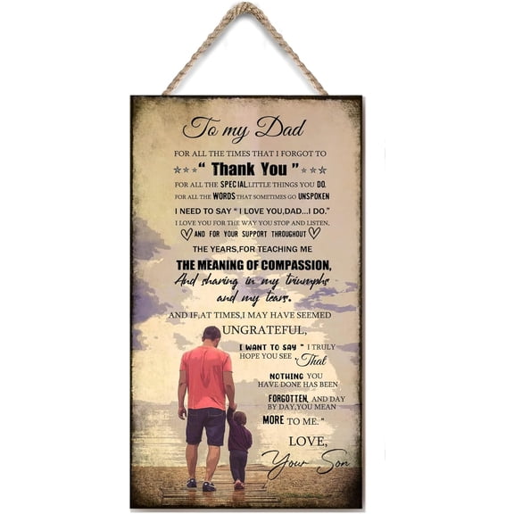 to My Dad from Son Vintage Wooden Sign,Birthday Gifts for Dad,Dad Gifts for Father, Inspirational Quote Sign for Home Office Bedroom Sign Gift 6x12 Inches