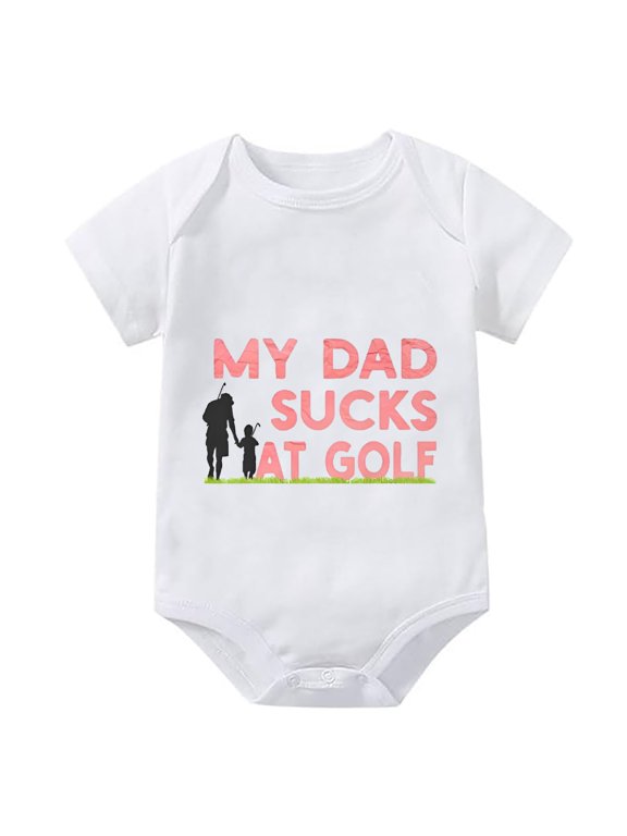 My Dad Sucks At Golf Newborn Rompers Short Sleeve Baby Bring Home Outfit Boy White Plain Onsies0-3 Months