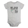 thumbnail image 1 of My Dad Taught Me Fun Stuff Funny Rompers For Babies, Newborn Baby Unisex Bodysuits, Infant Jumpsuits, Toddler 0-24 Months Kids One-Piece Oufits (Gray, 12-18 Months), 1 of 4