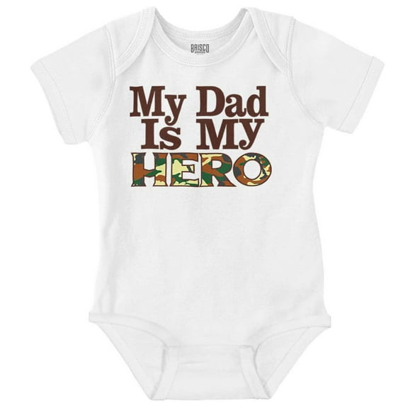 My Dad is My Hero Outdoors Camo Romper Boys or Girls Infant Baby Brisco Brands 6M