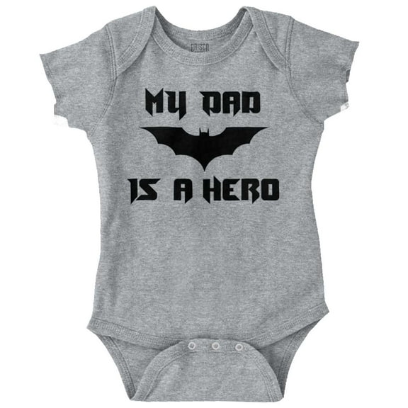 My Dad is a Hero Superhero Bat Romper Boys or Girls Infant Baby Brisco Brands 12M
