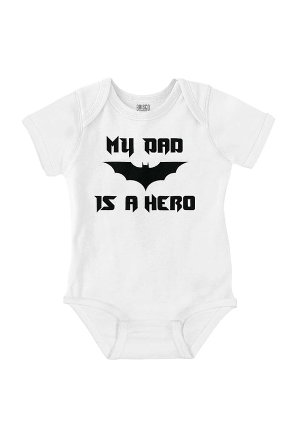 My Dad is a Hero Superhero Bat Romper Boys or Girls Infant Baby Brisco Brands 18M
