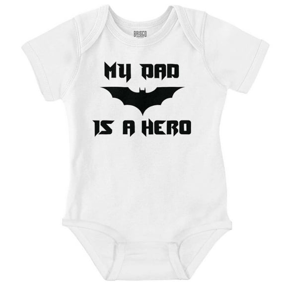 My Dad is a Hero Superhero Bat Romper Boys or Girls Infant Baby Brisco Brands 6M