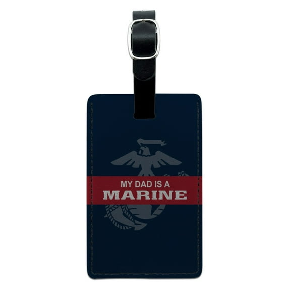 My Dad is a Marine USMC Officially Licensed Rectangle Leather Luggage Card Suitcase Carry-On ID Tag
