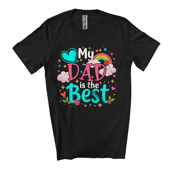 My Dad is the Best; Awesome Father's Day Rainbow Hearts; Matching Family Group Unisex T-Shirt