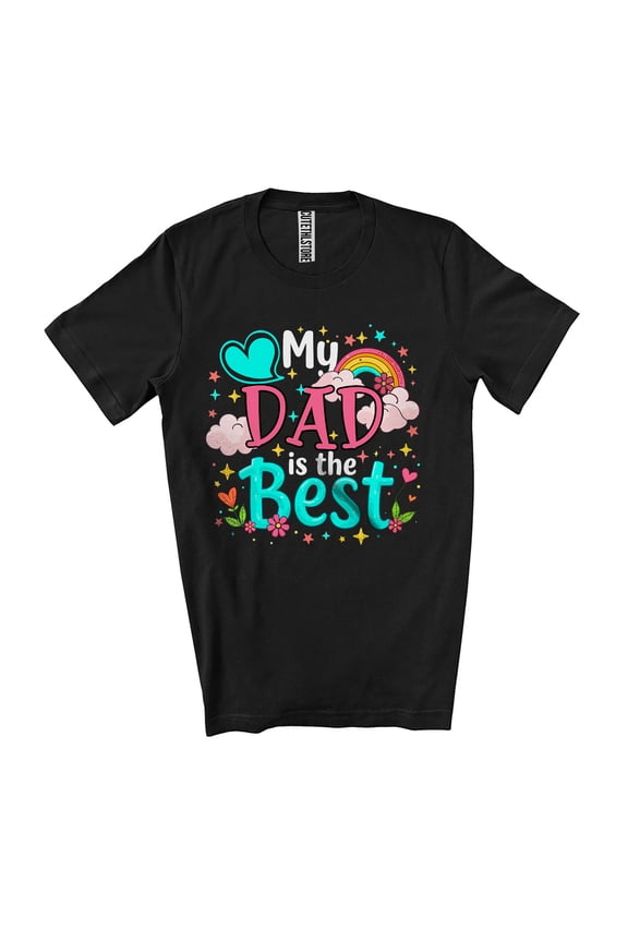 My Dad is the Best; Awesome Father's Day Rainbow Hearts; Matching Family Group Unisex T-Shirt
