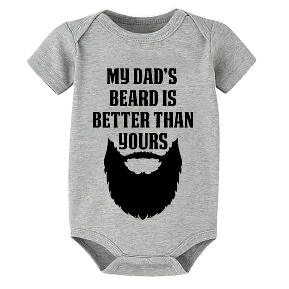 My Dad's Beard Is Better Than Yours Cotton Romper Short Sleeve Boys Outfit White Babyboyclothes 0-3 Months