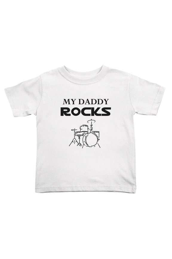 My Daddy Rocks Drums Funny Toddler T-Shirts for Boys Girls (White, Youth M)