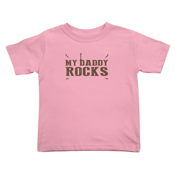 My Daddy Rocks Funny Toddler T Shirts for Boys Girls (Pink, 5/6T)