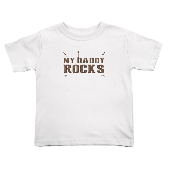 My Daddy Rocks Funny Toddler T Shirts for Boys Girls (White, 2T)