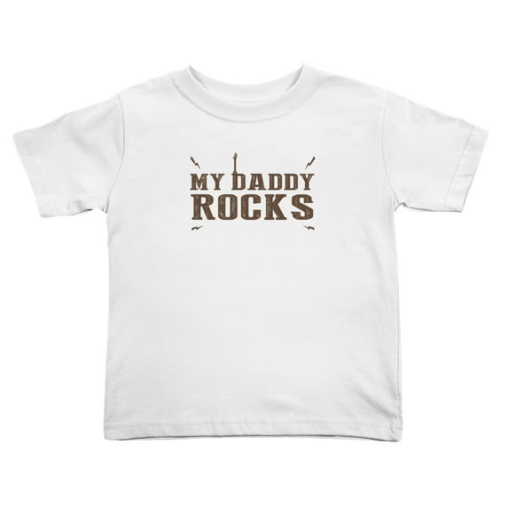 My Daddy Rocks Funny Toddler T Shirts for Boys Girls (White, Youth S)