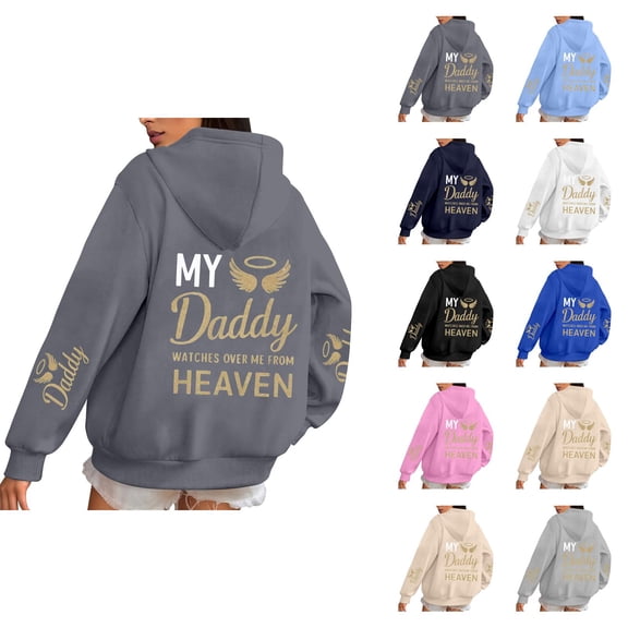 My Daddy Watches Over Me From Heaven Hoodies for Women Memorial Hoodie Graphic Hooded Sweatshirt Pullover with Pockets
