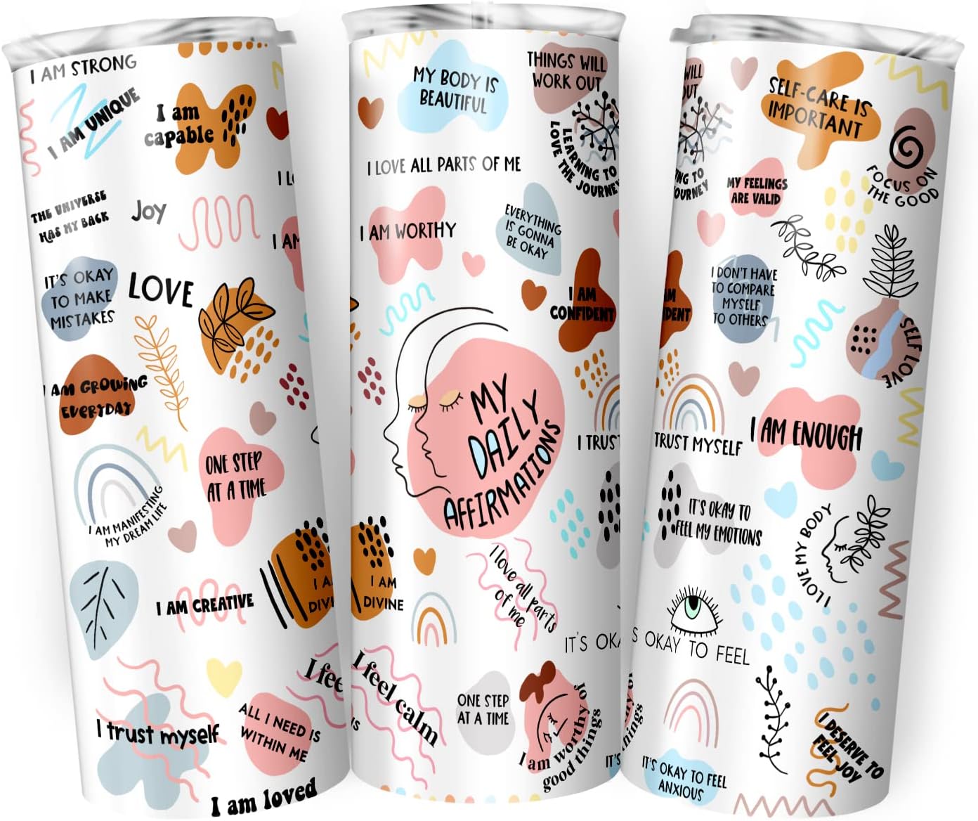 My Daily Affirmations Tumbler with Lid Mental Health Awareness Tumbler