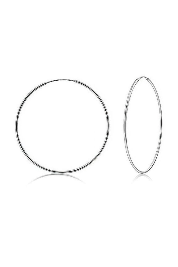 925 Sterling Silver Hoop Earrings for Women Lightweight Endless Silver Thin Hoops 50MM 2" Inch (Silver)