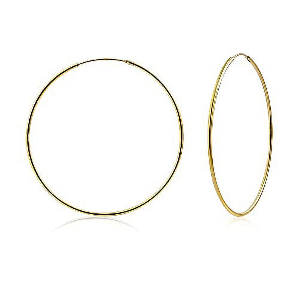 My Daily Styles 925 Sterling Silver Hoop Earrings for Women Lightweight Endless Silver Thin Hoops 50MM 2" Inch (Yellow)