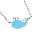 thumbnail image 1 of My Daily Styles 925 Sterling Silver Ocean Whale Shaped Pendant Necklace with Pink Enamel (Blue), 1 of 6