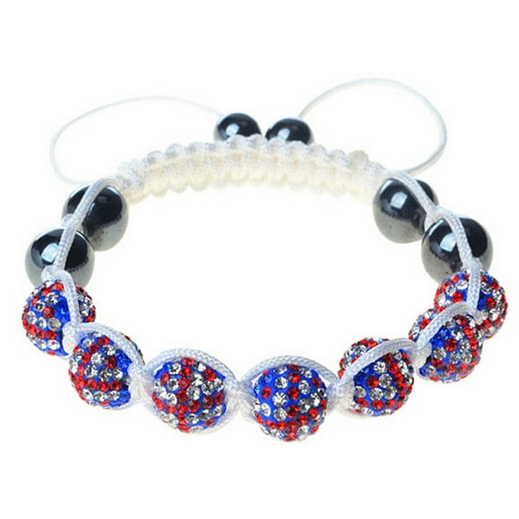 My Daily Styles Britain Flag British English White Cord Macrame Beaded Adjustable Bracelet