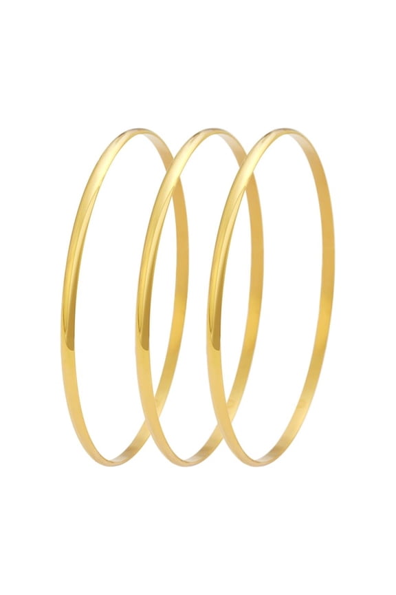 Stainless Steel Three Stackable Womens Bangle Bracelets
