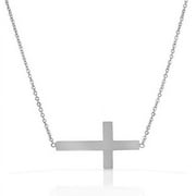 My Daily Styles Stainless Steel Womens Sideways Cross Pendant Necklace (Silver)