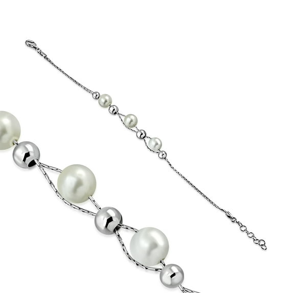 My Daily Styles Women's Simulated Pearl 925 Sterling Silver Bracelet